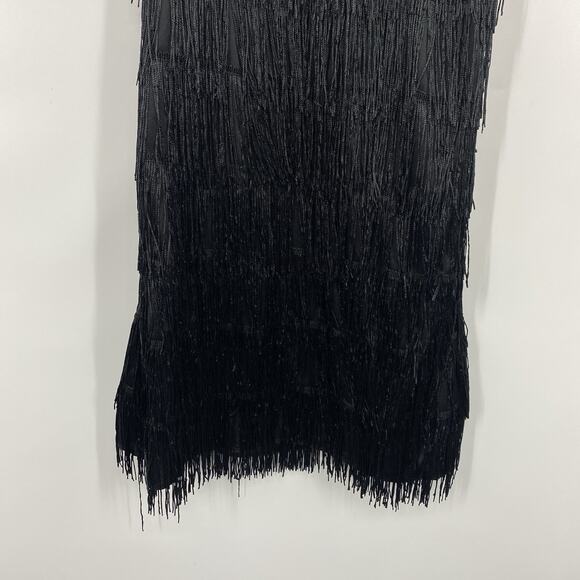 Dreamgirl Flirty Flapper Fringe Dress Black size Large Strappy 20s Gatsby Fancy - Picture 3 of 12